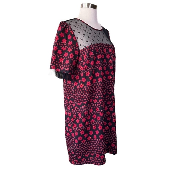 BCBGeneration Dress Womens Size M Mixed Media Red Black Floral Lace Bratz Style - Picture 3 of 12